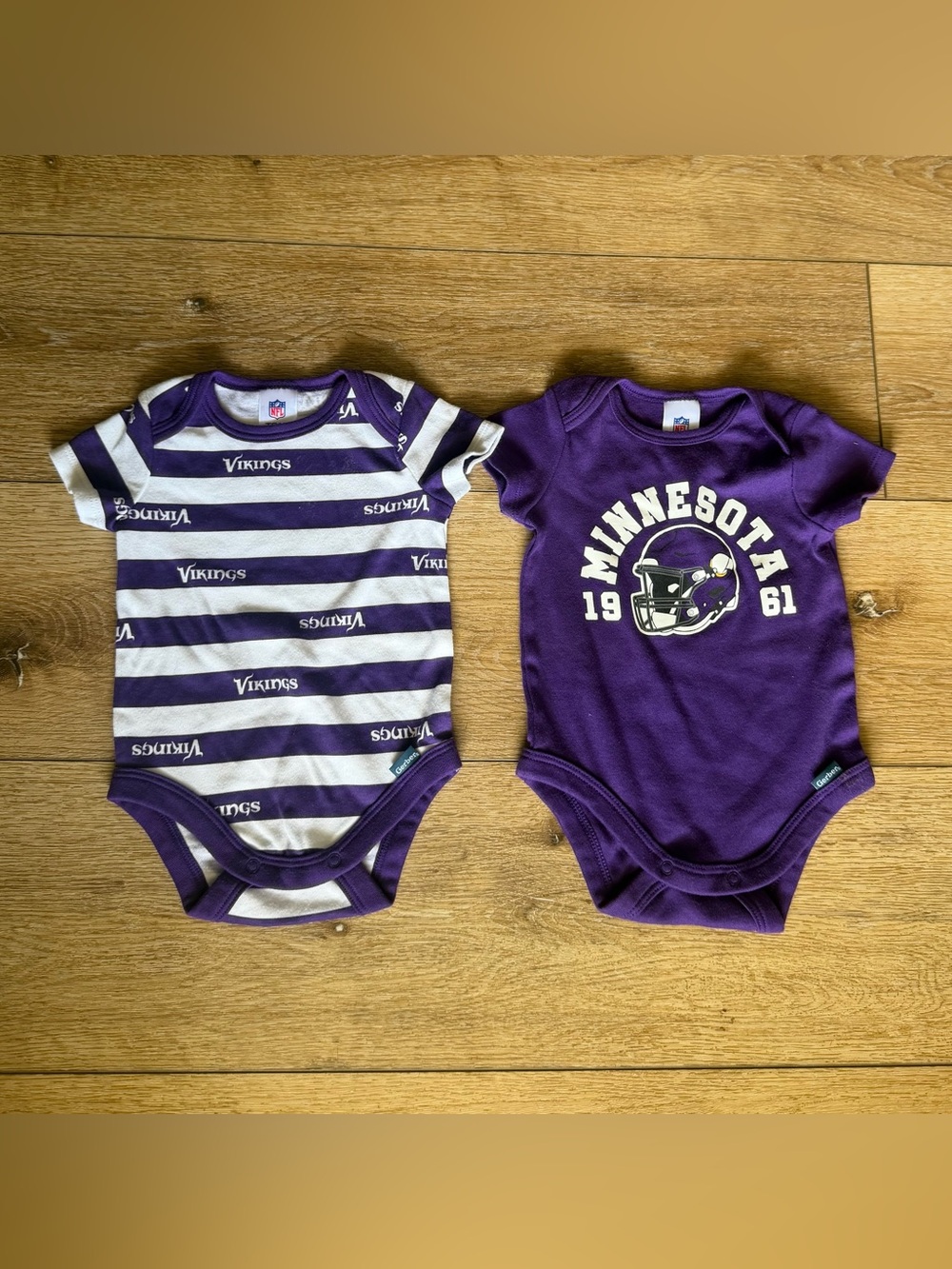 Set of 2 Minnesota Vikings Baby Onesies